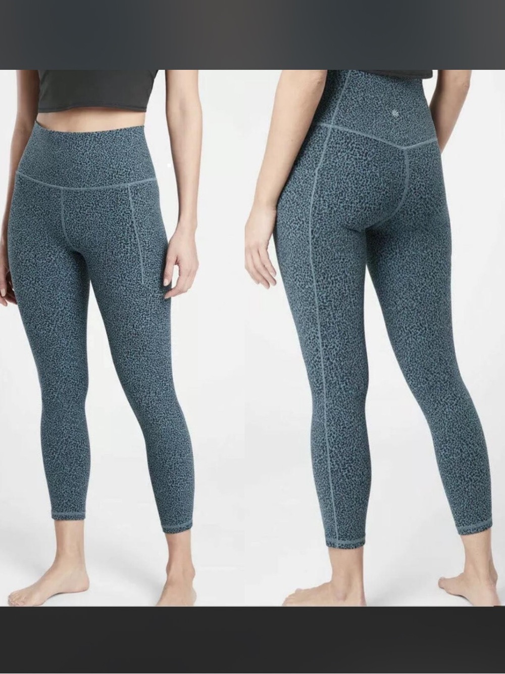 Athleta Salutation Stash II Textured Tight blue animal print size MT